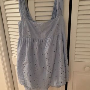 urban outfitters eyelet light blue jumper